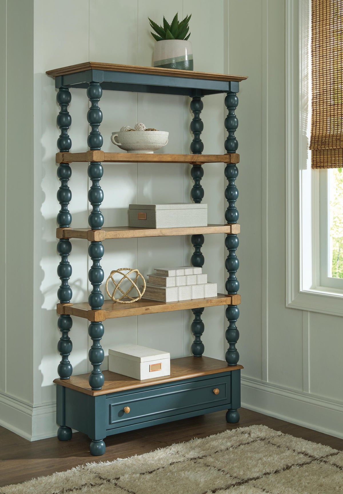 Finnworth Blue/Brown 70" Bookcase