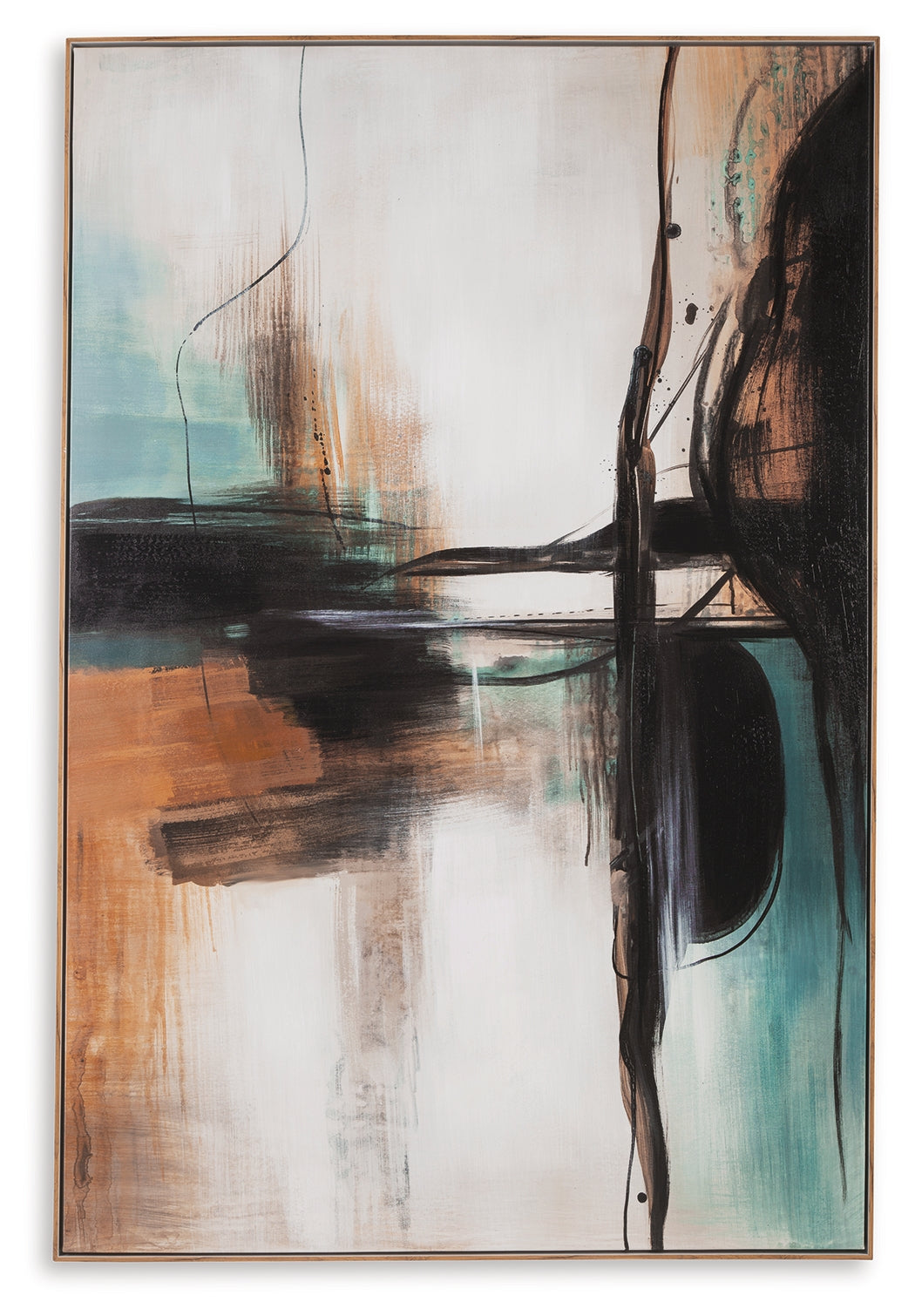 Brunonia Teal/Orange/Black Wall Art from Ashley - Luna Furniture