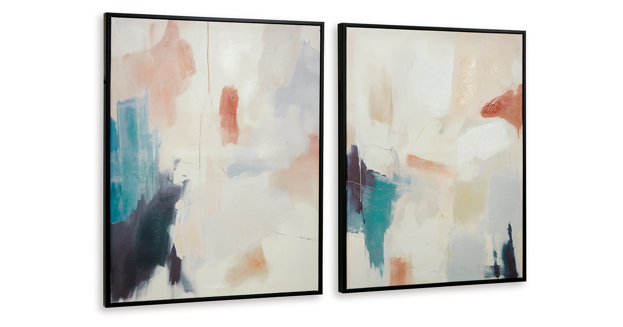 Caldish Blue/White/Pink Wall Art from Ashley - Luna Furniture