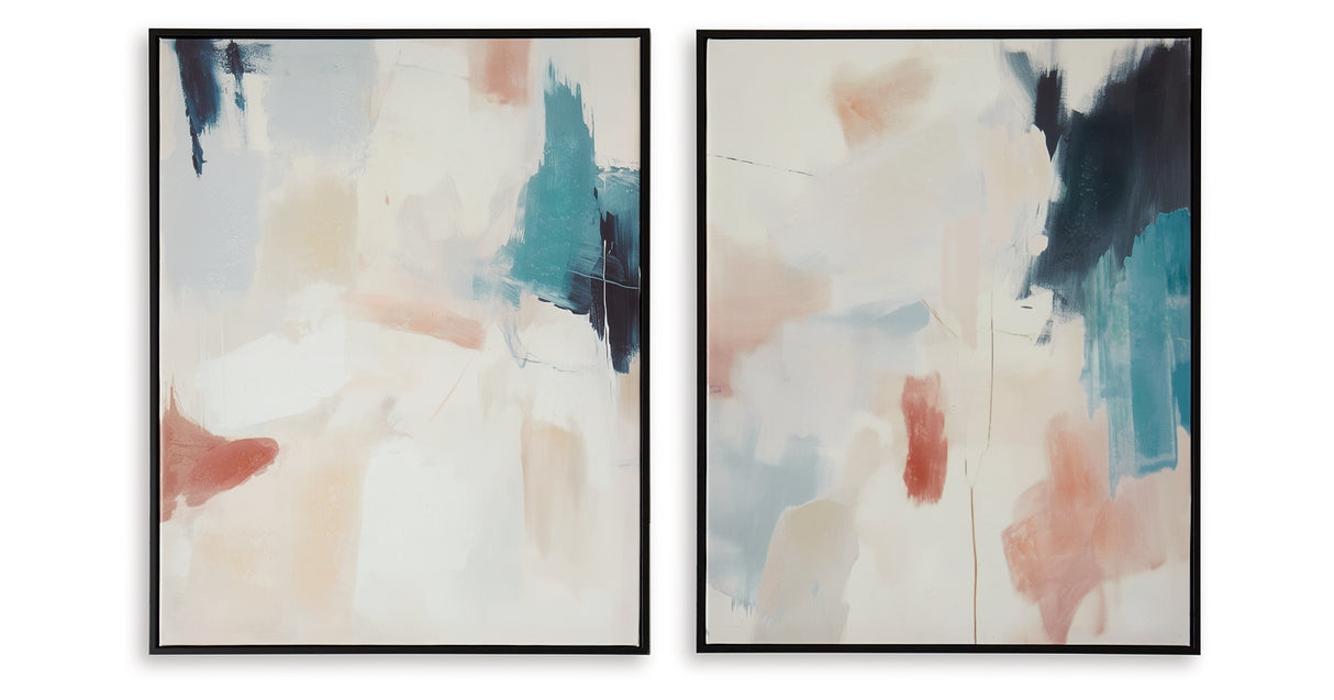 Caldish Blue/White/Pink Wall Art from Ashley - Luna Furniture