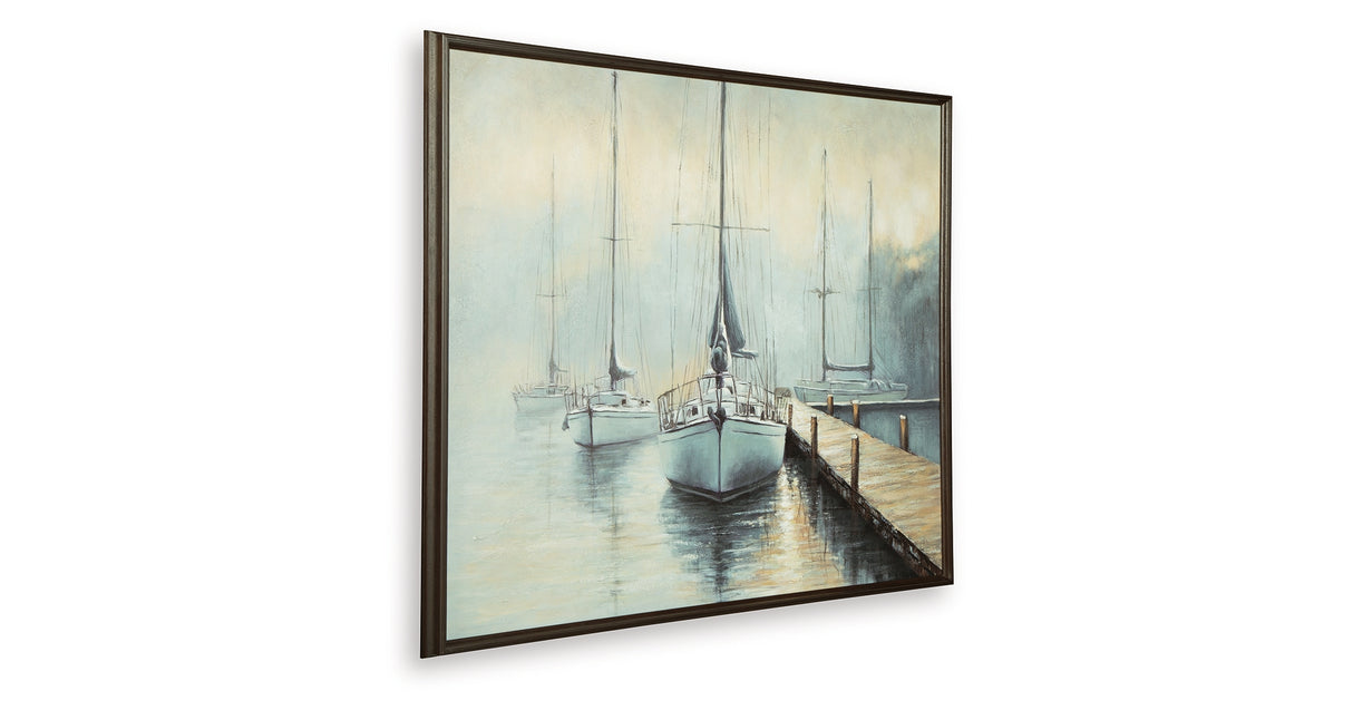 Worthney Blue/White/Brown Wall Art from Ashley Furniture - Luna Furniture