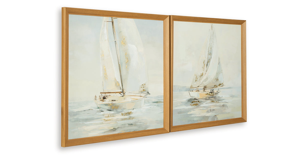 Winbrook Gray/Tan/Gold Finish Wall Art Set (Set of 2) from Ashley Furniture - Luna Furniture