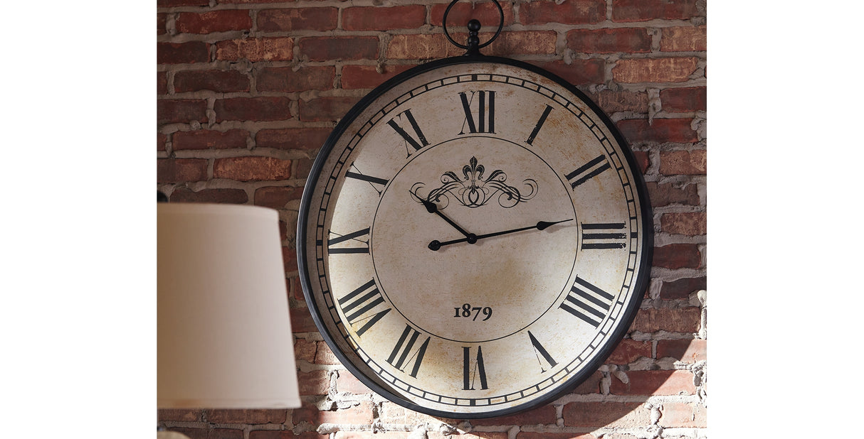 Augustina Antique Black Wall Clock from Ashley Furniture - Luna Furniture