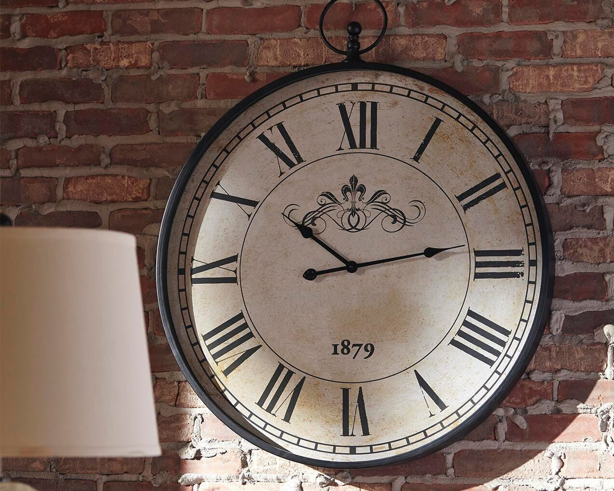 Augustina Antique Black Wall Clock from Ashley Furniture - Luna Furniture