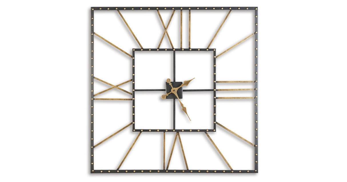 Thames Black/Gold Finish Wall Clock from Ashley Furniture - Luna Furniture