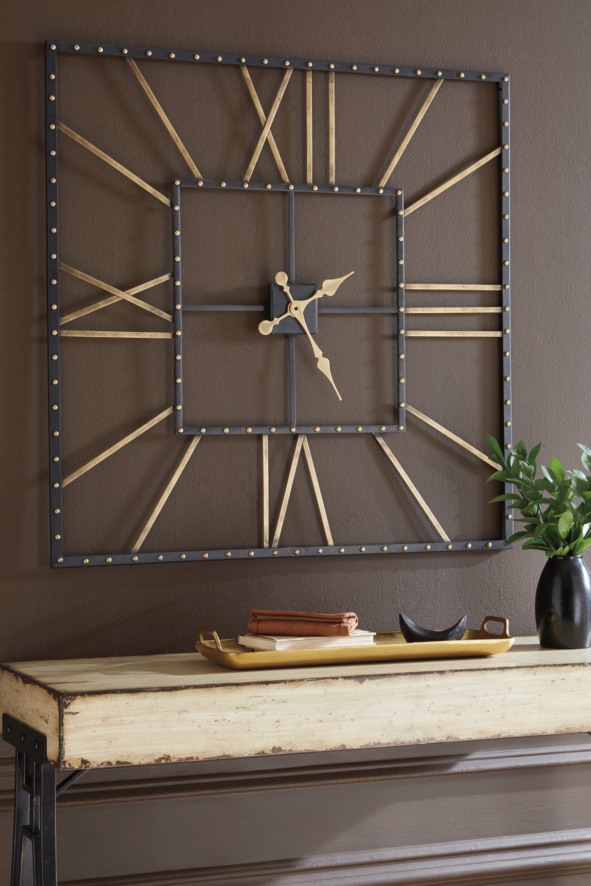 Thames Black/Gold Finish Wall Clock from Ashley Furniture - Luna Furniture