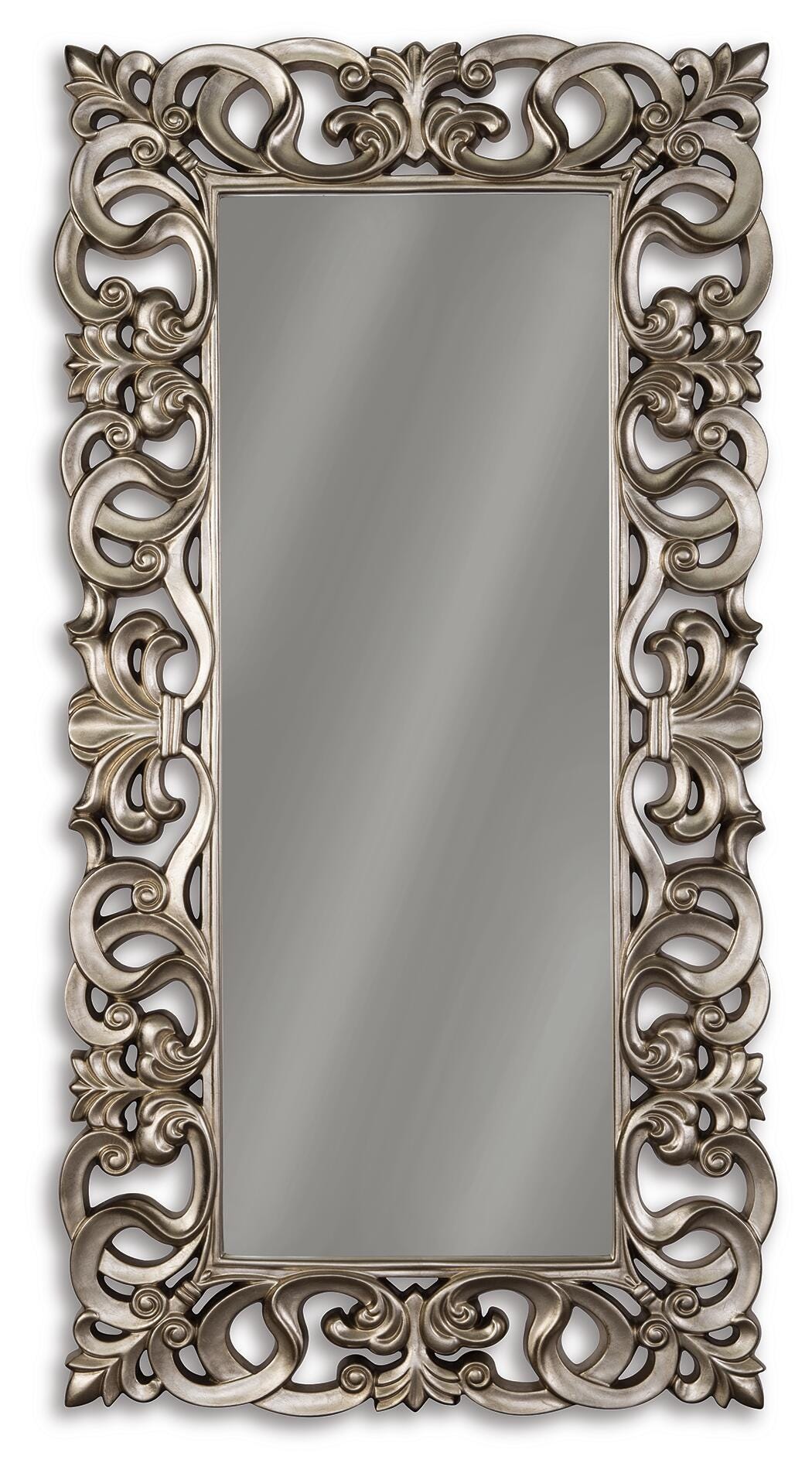 Lucia Antique Silver Finish Floor Mirror from Ashley - Luna Furniture
