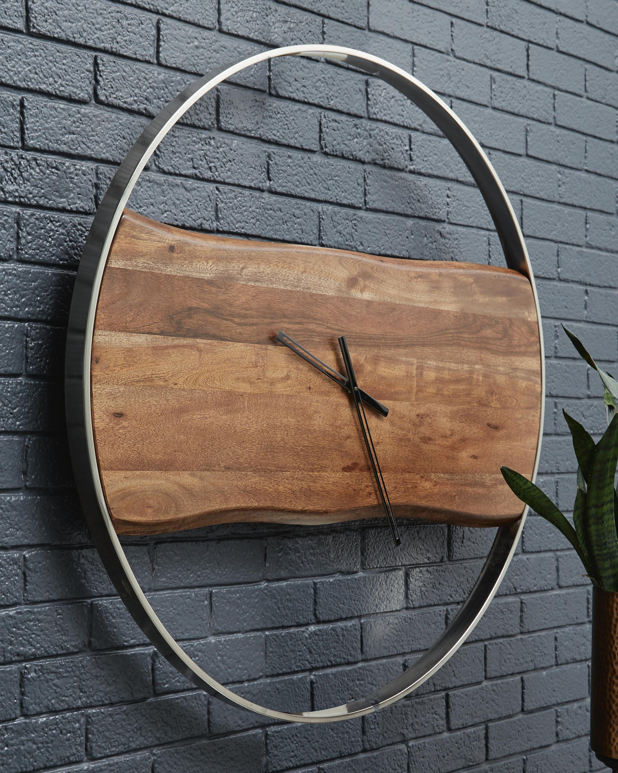 Panchali Brown/Silver Finish Wall Clock from Ashley Furniture - Luna Furniture