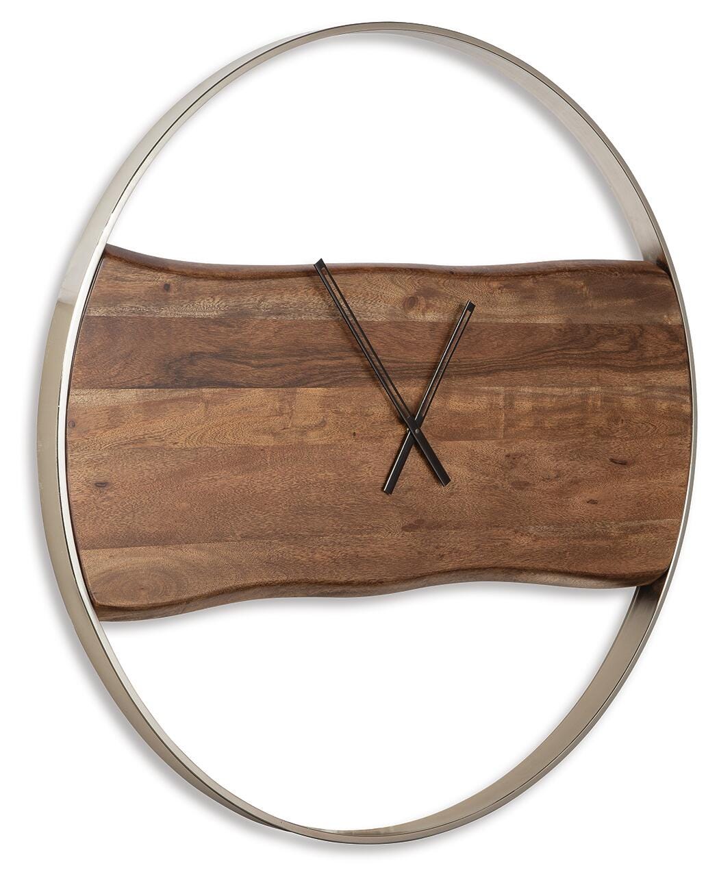 Panchali Brown/Silver Finish Wall Clock from Ashley Furniture - Luna Furniture