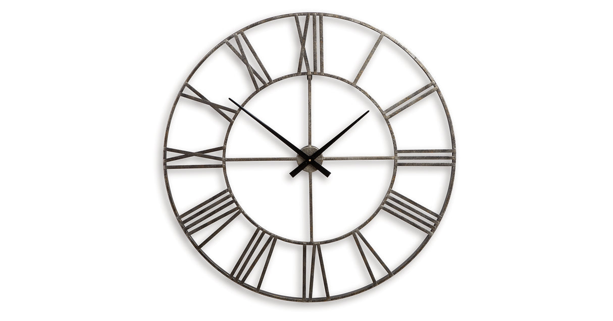 Paquita Antique Silver Wall Clock from Ashley Furniture - Luna Furniture