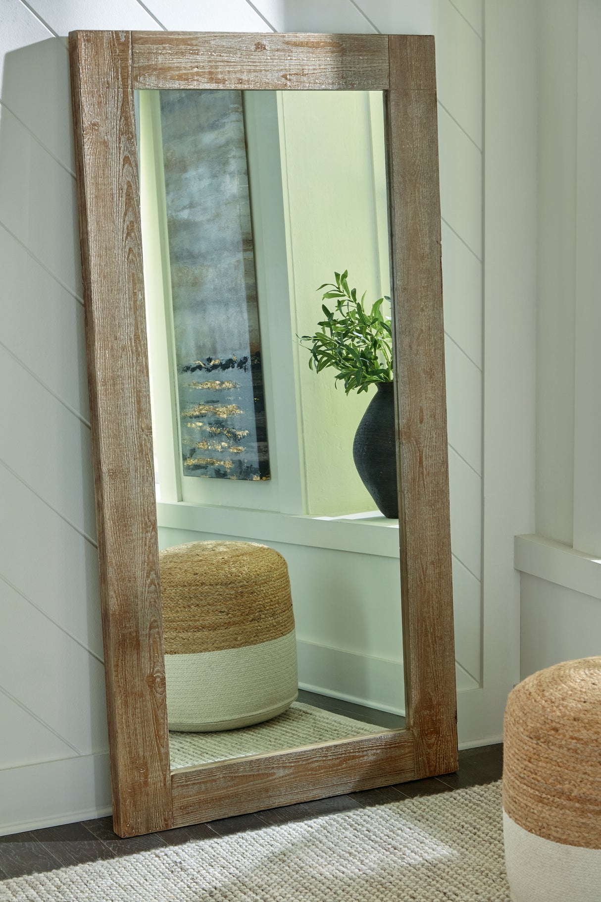 Waltleigh Distressed Brown Floor Mirror from Ashley - Luna Furniture