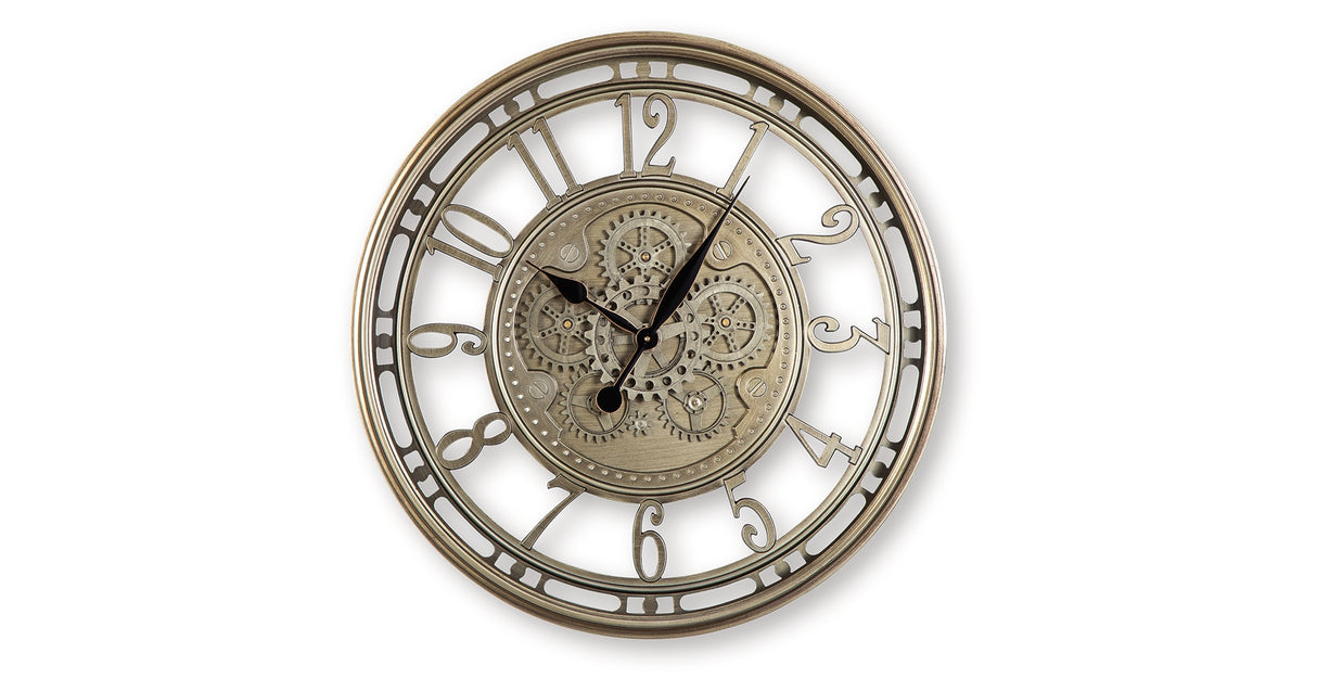 Gilover Champagne Finish Wall Clock from Ashley - Luna Furniture
