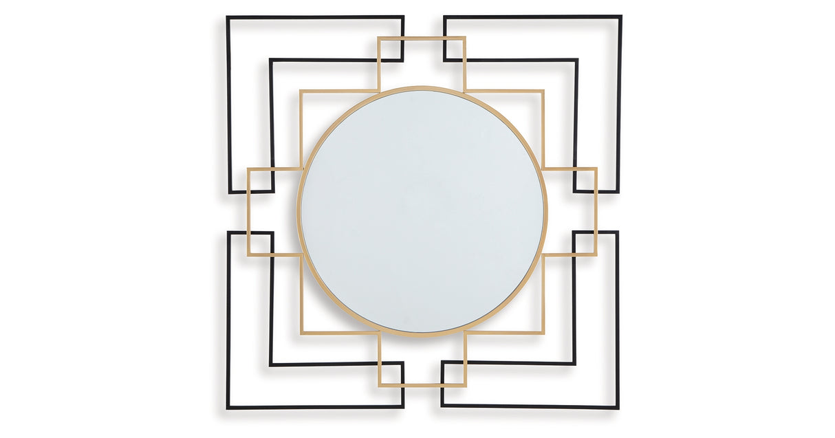 Oceanal Black/Gold Finish Accent Mirror from Ashley - Luna Furniture