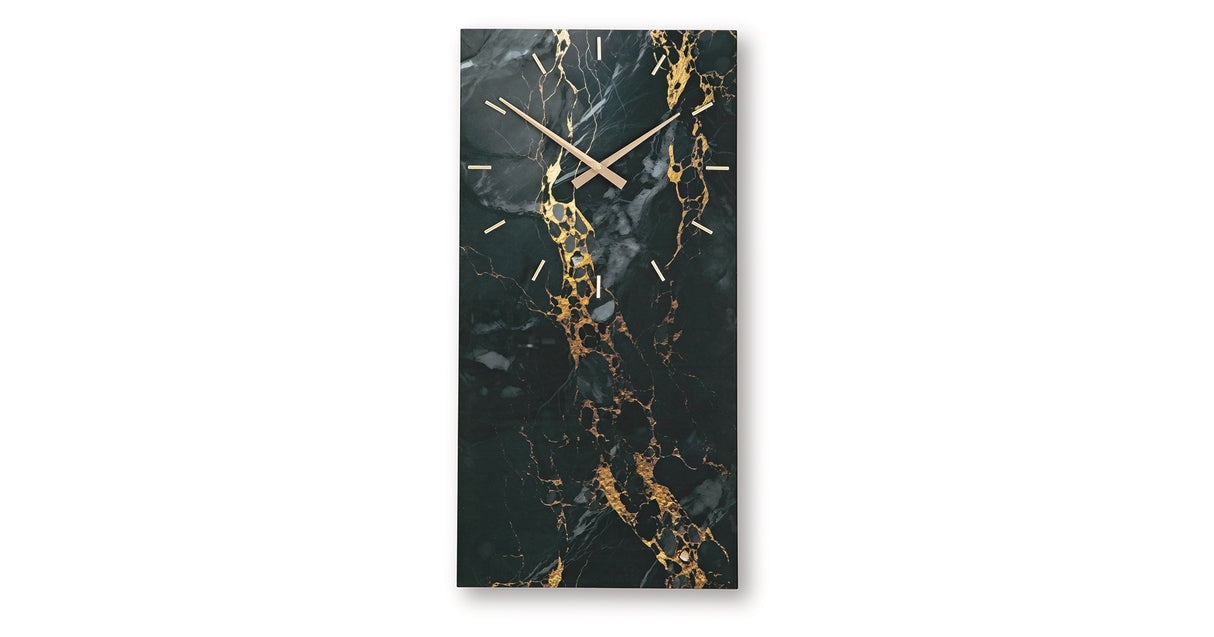 Teague Black/Gold Finish Wall Clock from Ashley - Luna Furniture
