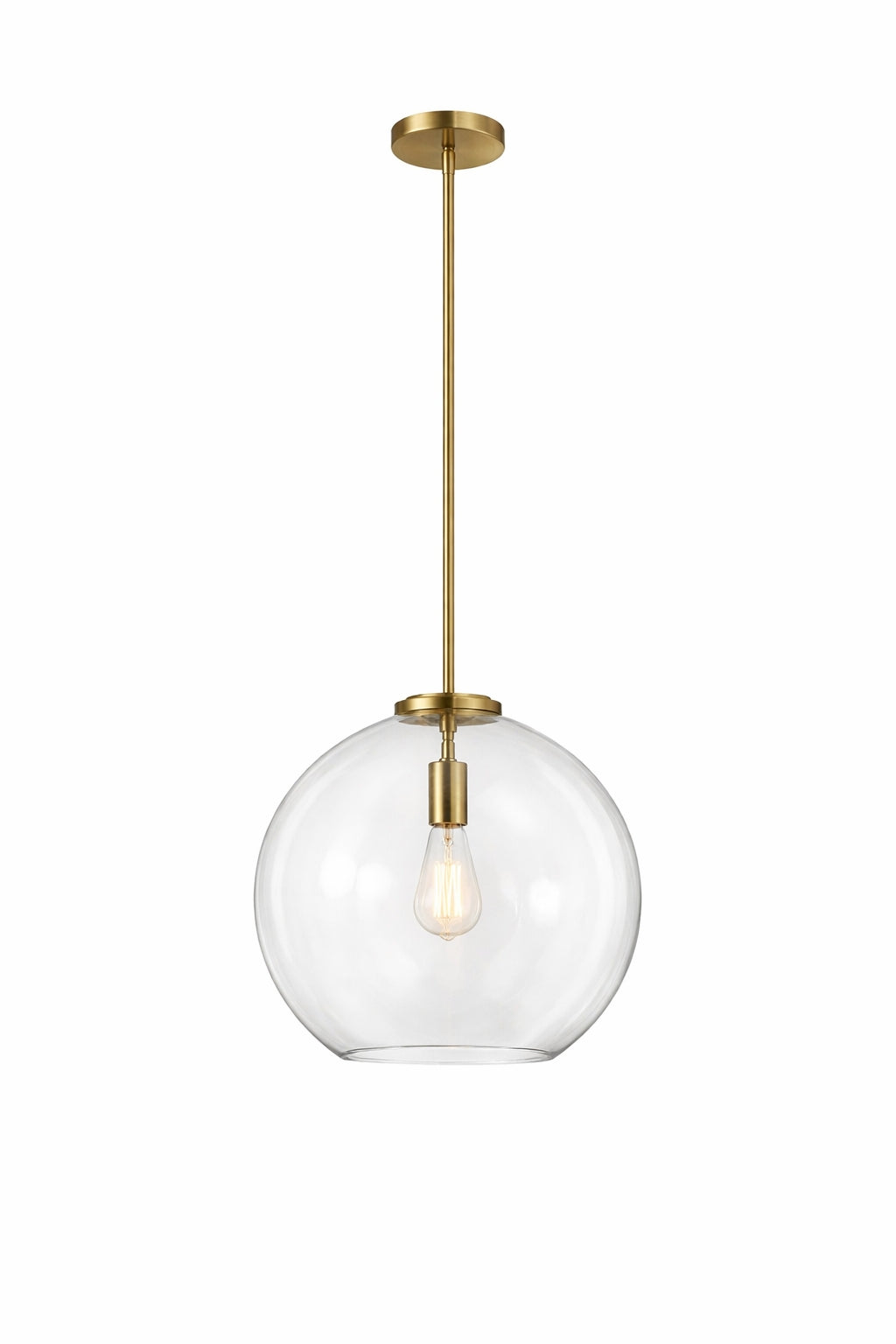 Gleam Pendant Lamp with Satin Brass and Clear Glass from Ashcroft Furniture - Luna Furniture