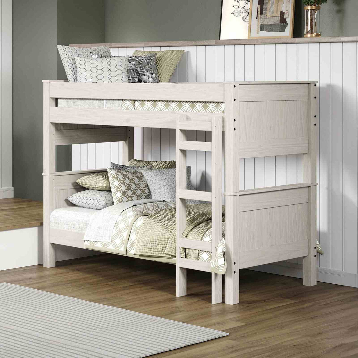 Albani White Twin/Twin Post Bunk Bed from Furniture of America - Luna Furniture