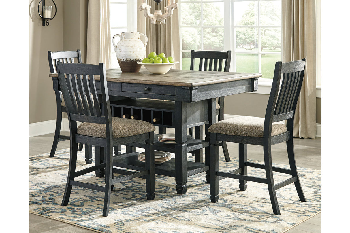 Tyler Creek Black/Grayish Brown Counter Height Dining Table and 4 Barstools with Server from Ashley - Luna Furniture
