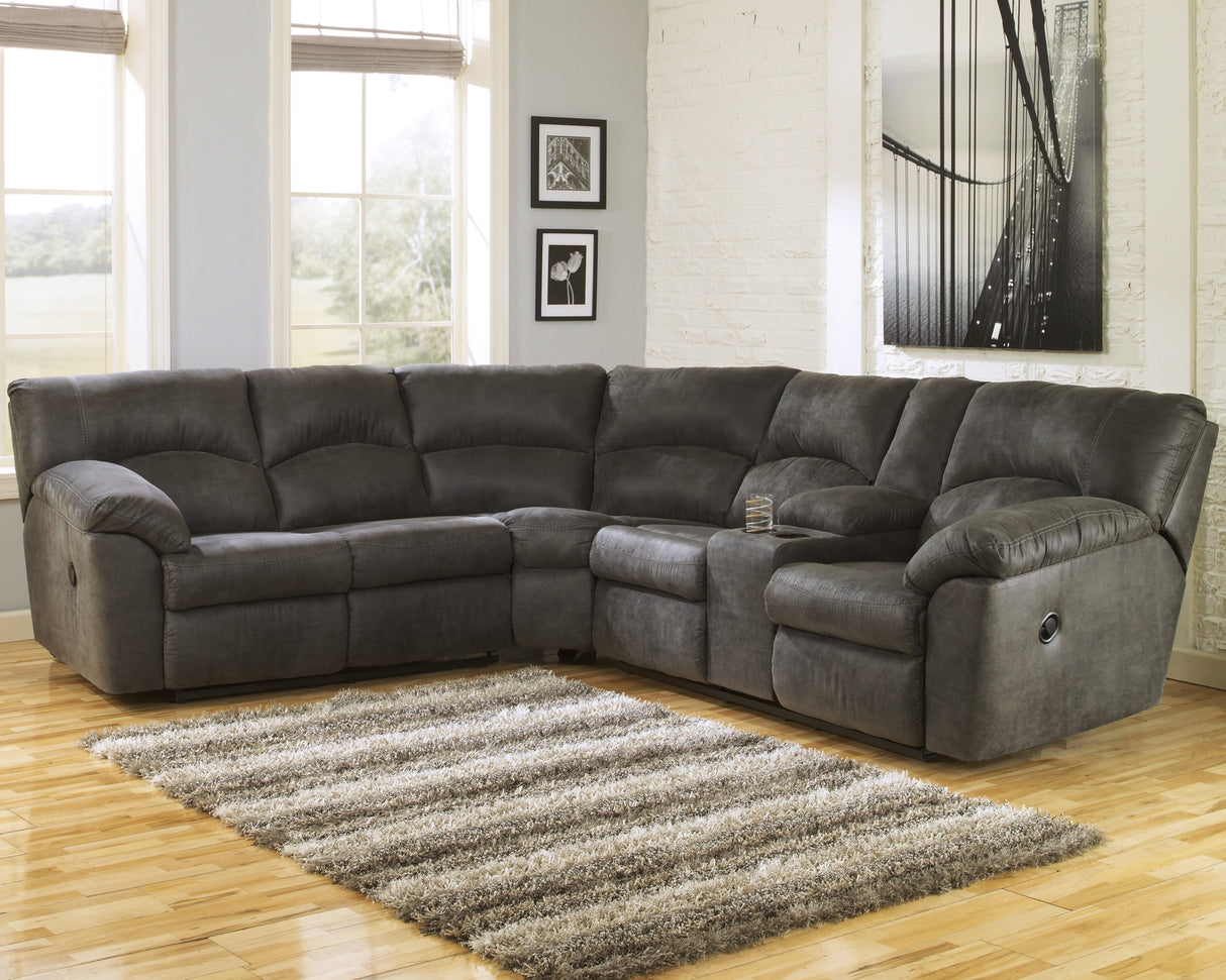 Tambo Pewter 2-Piece Reclining Sectional from Ashley Furniture - Luna Furniture