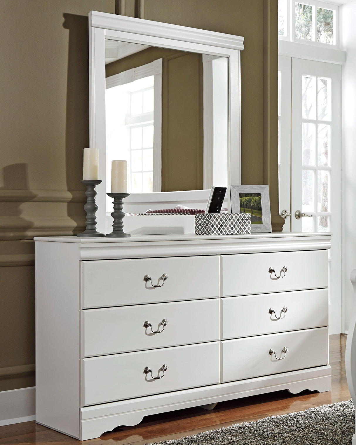 Anarasia White Dresser and Mirror from Ashley Furniture - Luna Furniture