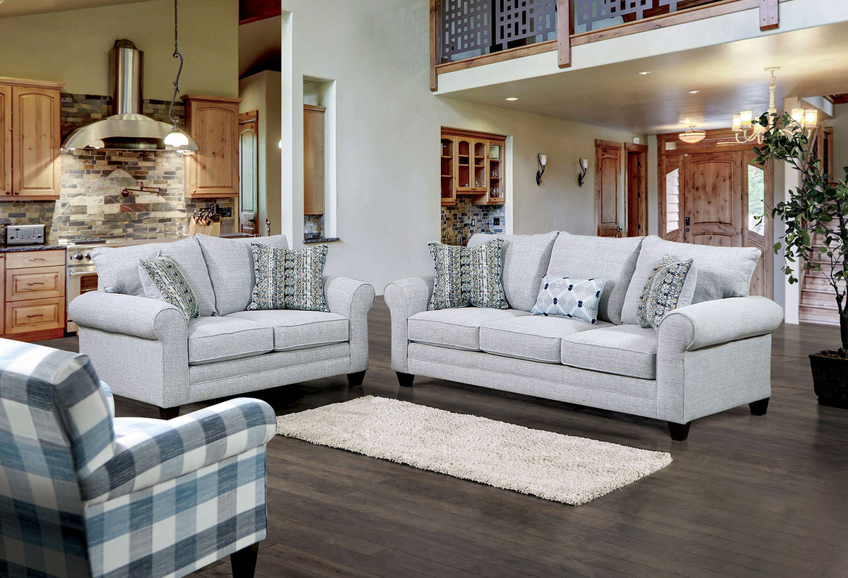 Aberporth Gray/Multi Transitional Living Room Set from Furniture of America - Luna Furniture