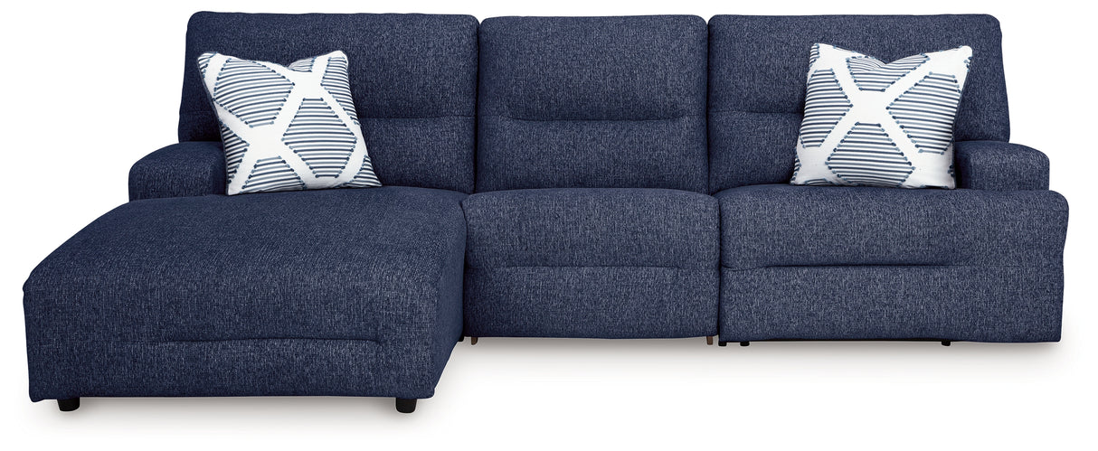 Acklen Place Navy 3-Piece LAF Chaise Power Reclining Sectional from Ashley - Luna Furniture