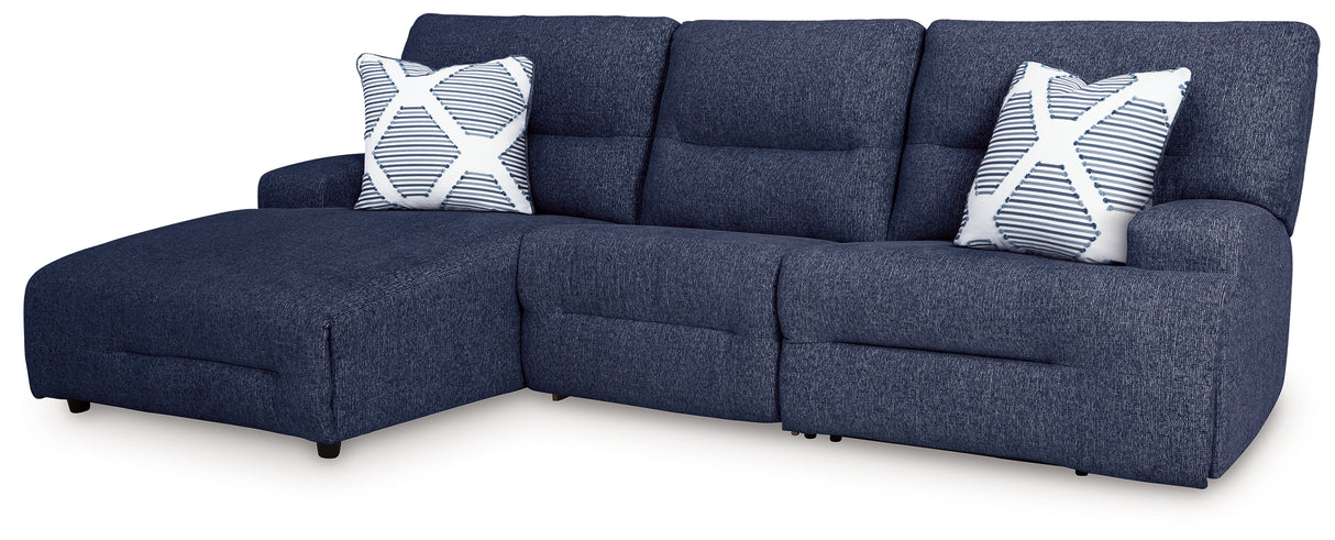 Acklen Place Navy 3-Piece LAF Chaise Power Reclining Sectional from Ashley - Luna Furniture