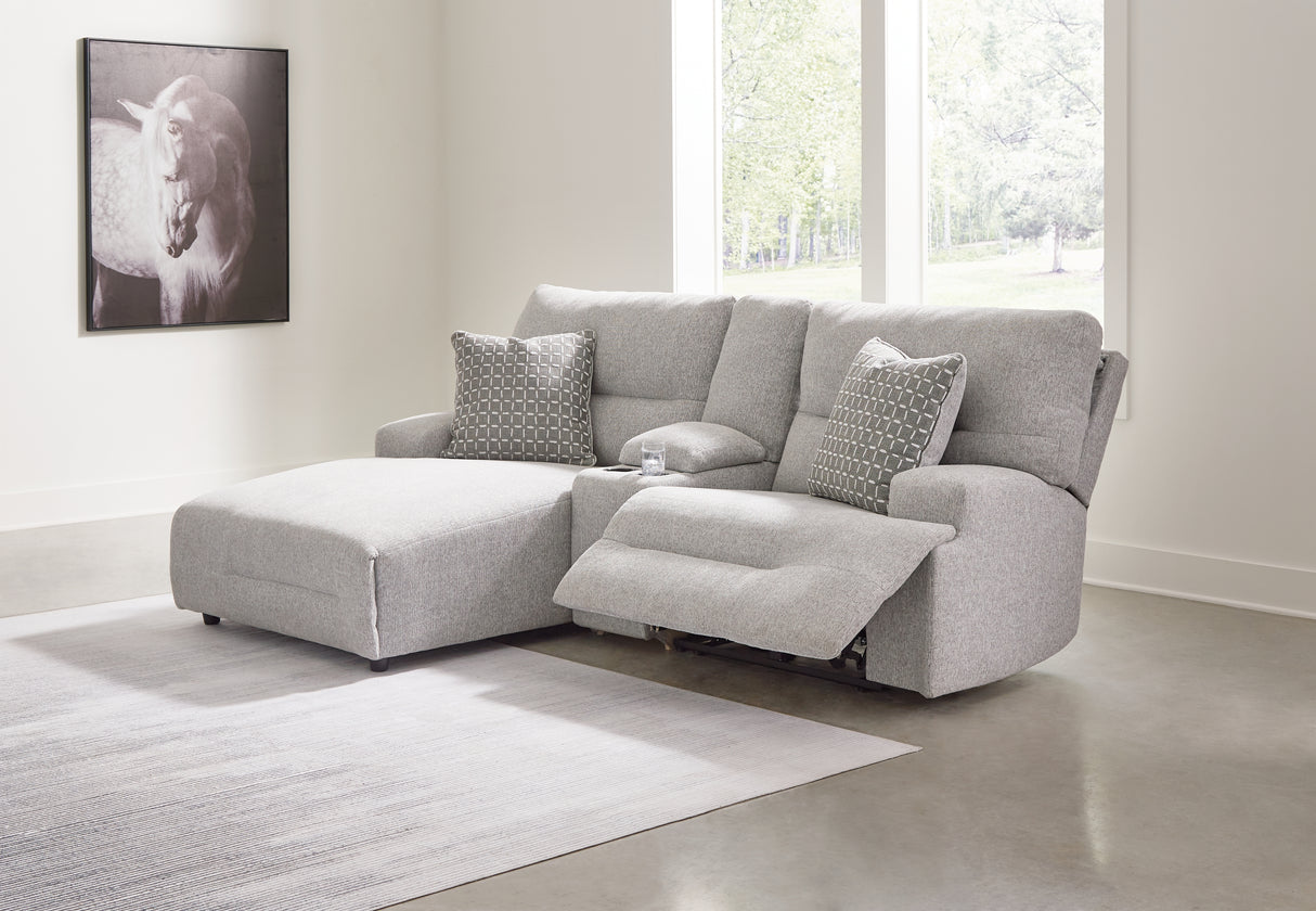 Acklen Place Pewter 3-Piece LAF Chaise Power Reclining Sectional from Ashley - Luna Furniture