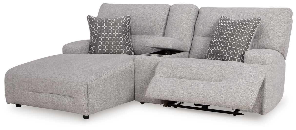 Acklen Place Pewter 3-Piece LAF Chaise Power Reclining Sectional from Ashley - Luna Furniture