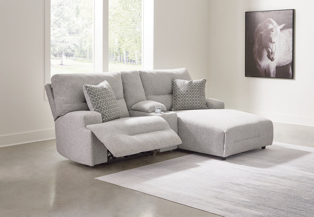 Acklen Place Pewter 3-Piece RAF Chaise Power Reclining Sectional from Ashley - Luna Furniture