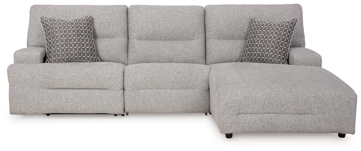 Acklen Place Pewter 3-Piece RAF Chaise Power Reclining Sectional from Ashley - Luna Furniture