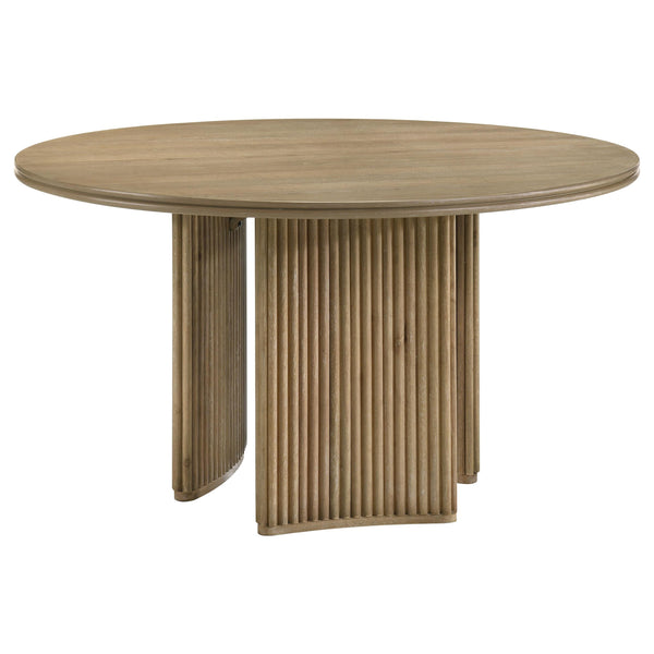 Adina Distressed Light Brown 53-inch Round Wood Dining Table