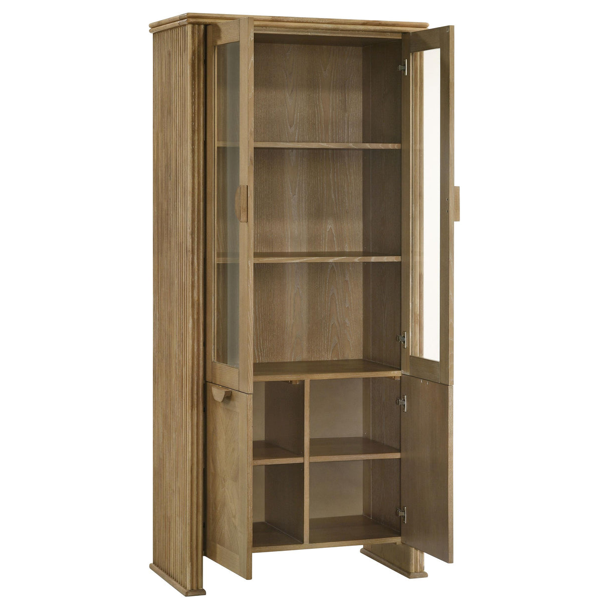 Adina Distressed Light Brown Tall Dining Display Cabinet from Coaster - Luna Furniture