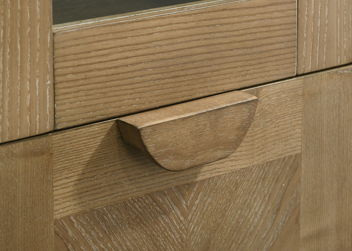 Adina Distressed Light Brown Tall Dining Display Cabinet from Coaster - Luna Furniture