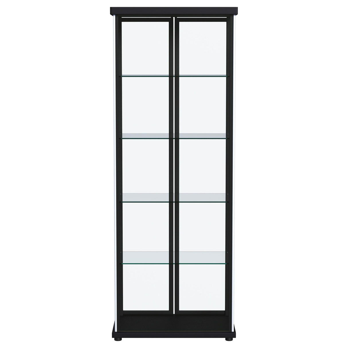 Aero Black 5-Shelf Display Curio Cabinet with LED and Clear Tempered Glass Shelves from Coaster - Luna Furniture