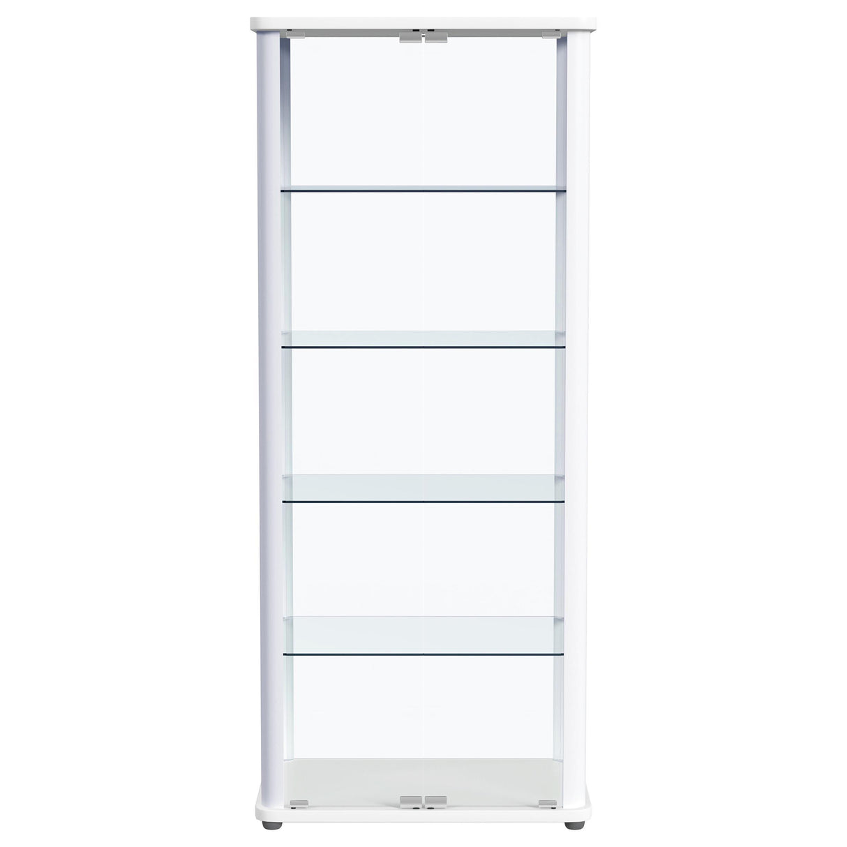Aero Glossy White 5-Shelf Display Curio Cabinet with LED and Clear Tempered Glass Shelves from Coaster - Luna Furniture