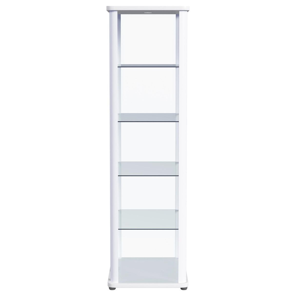 Aero Glossy White 5-Shelf Display Curio Cabinet with LED and Clear Tempered Glass Shelves from Coaster - Luna Furniture