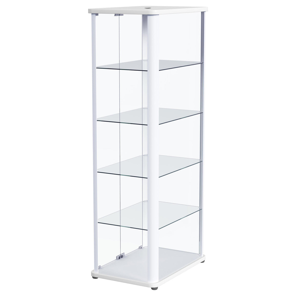 Aero Glossy White 5-Shelf Display Curio Cabinet with LED and Clear Tempered Glass Shelves from Coaster - Luna Furniture