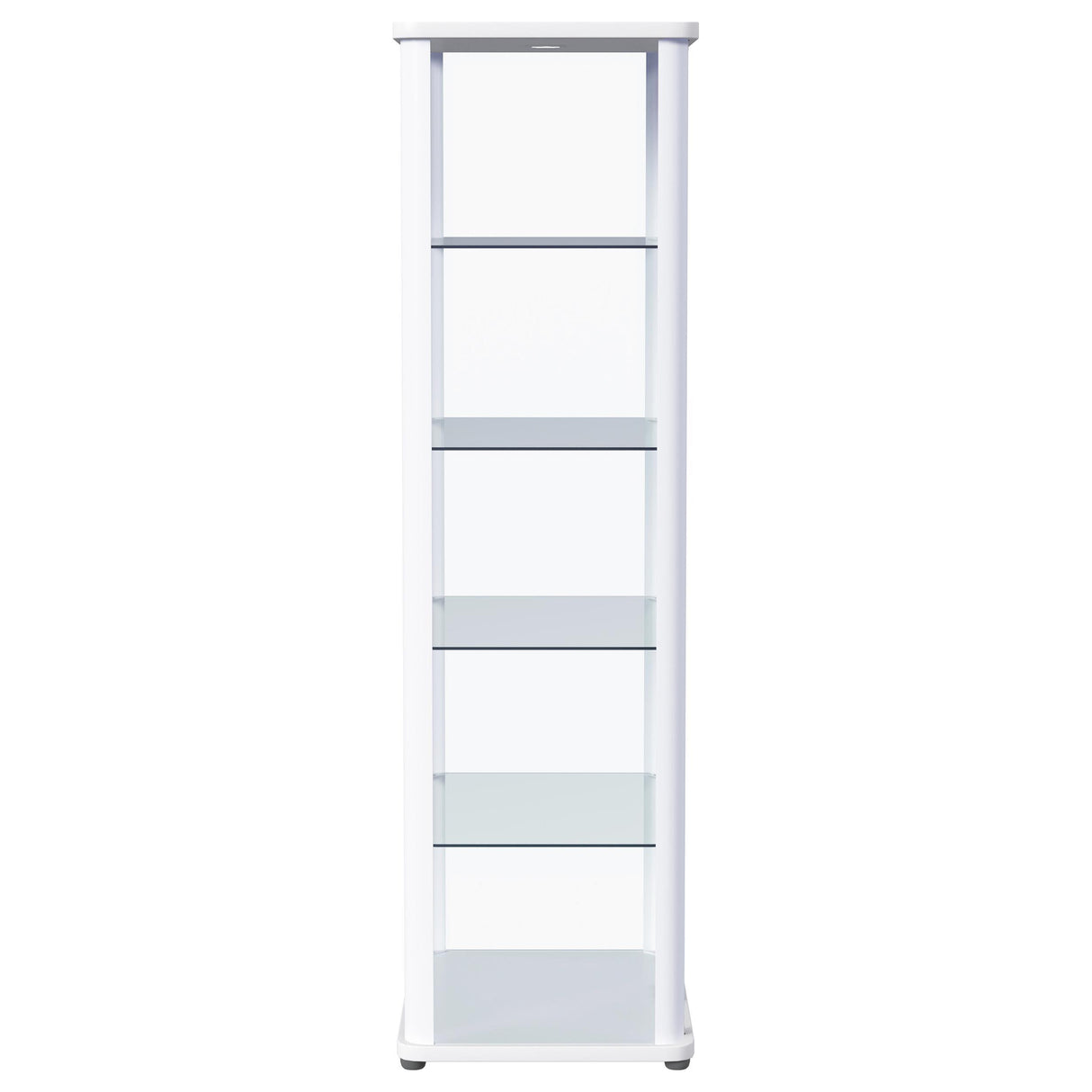 Aero Glossy White 5-Shelf Display Curio Cabinet with LED and Clear Tempered Glass Shelves from Coaster - Luna Furniture