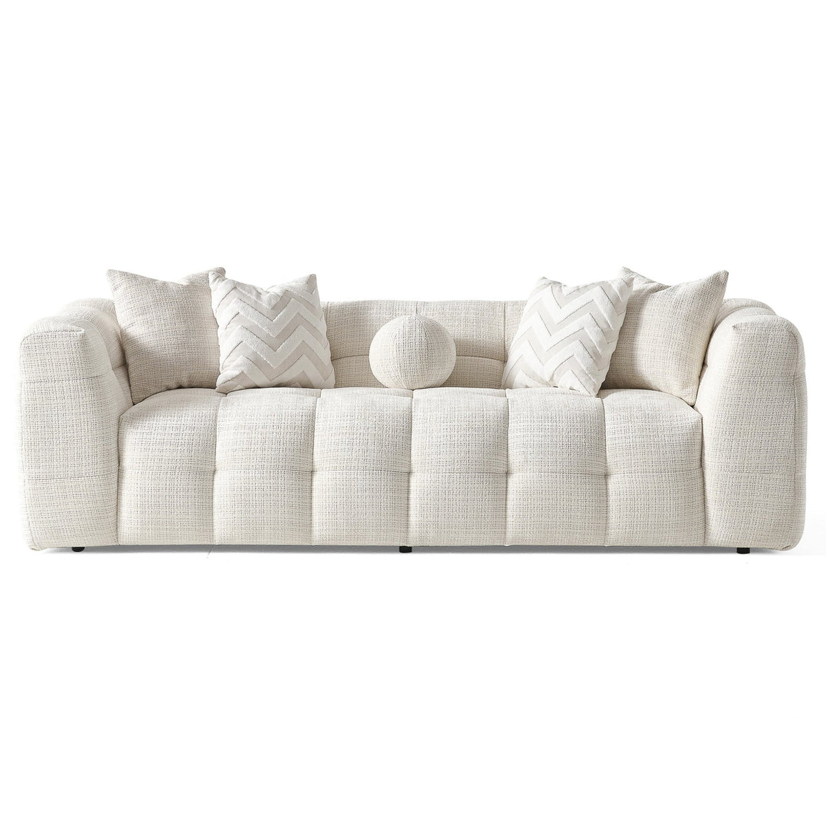 Alana Ivory Tufted Chenille Sofa from Ashcroft Furniture - Luna Furniture