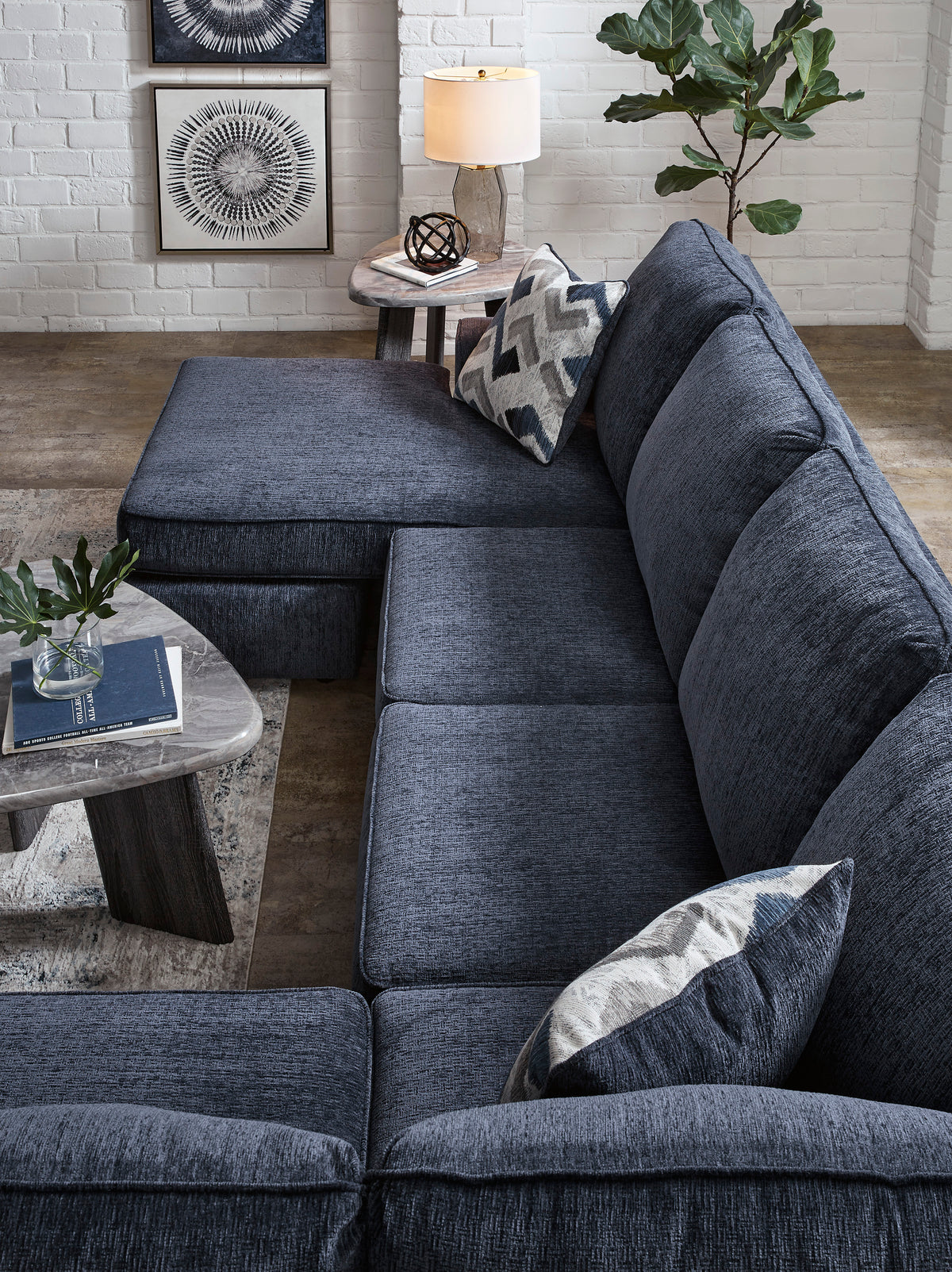 Albar Place Cobalt 2-Piece RAF Chaise Sectional from Ashley Furniture - Luna Furniture