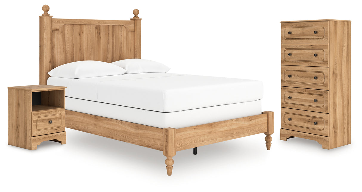 Aleaport Full Panel Bed with Chest and Nightstand in Warm Brown from Ashley Furniture - Luna Furniture