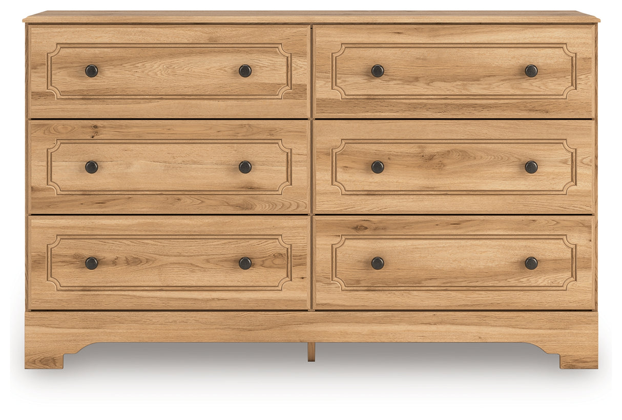 Aleaport King Panel Bed with Dresser and Chest in Warm Brown from Ashley - Luna Furniture