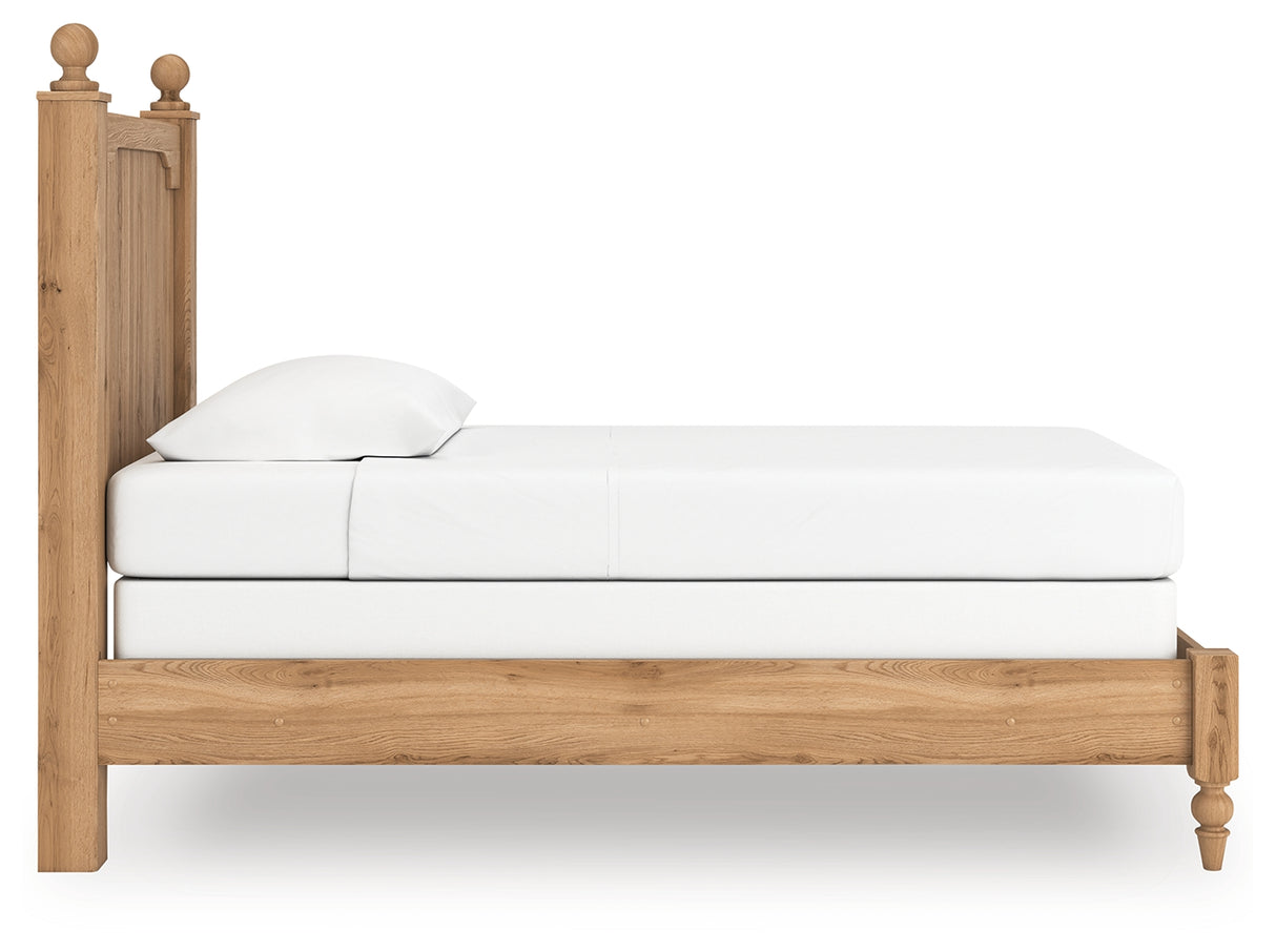 Aleaport Twin Panel Bed with Mirrored Dresser and Nightstand in Warm Brown from Ashley Furniture - Luna Furniture