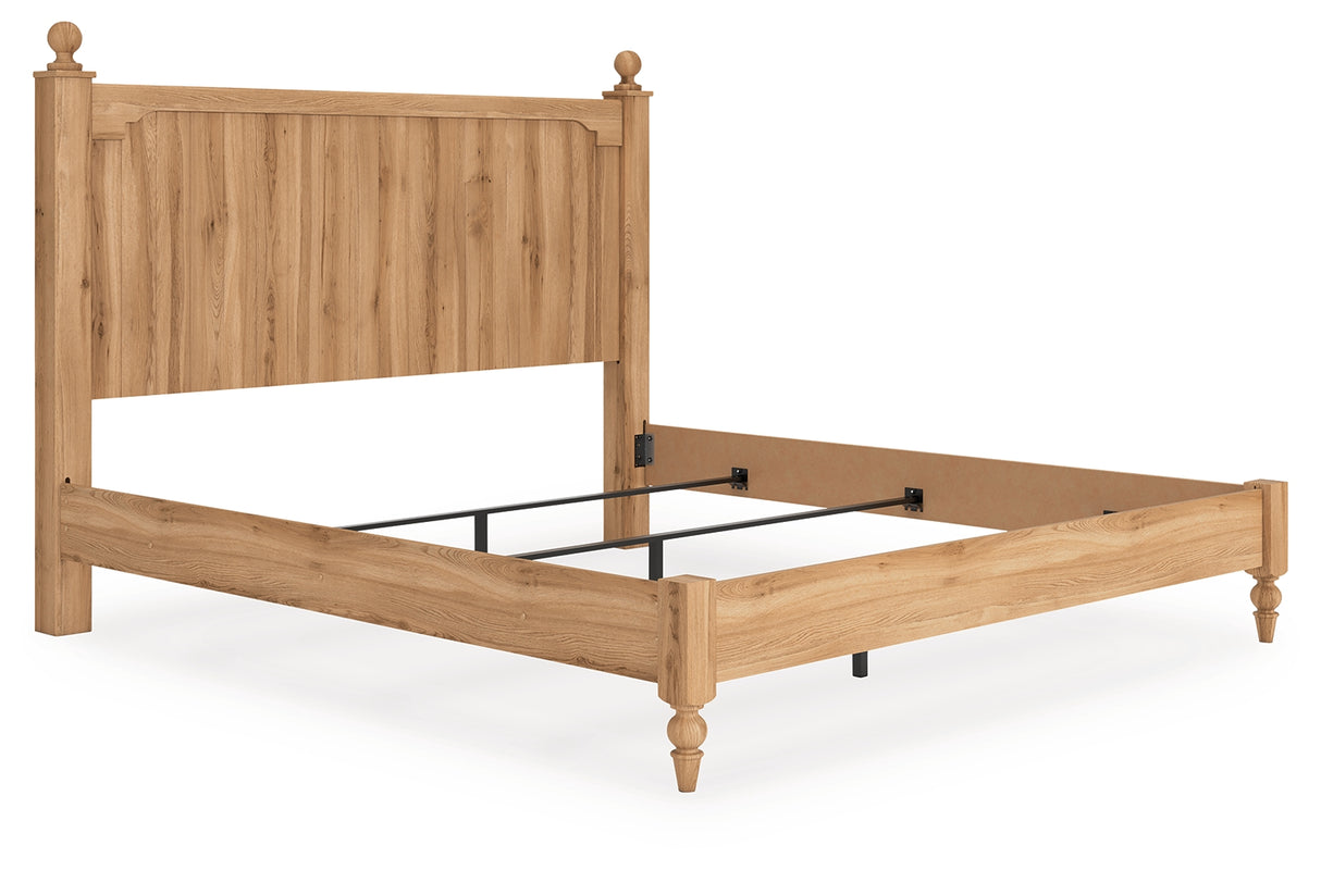 Aleaport Warm Brown King Panel Bed, Dresser, Mirror and Nightstand from Ashley - Luna Furniture