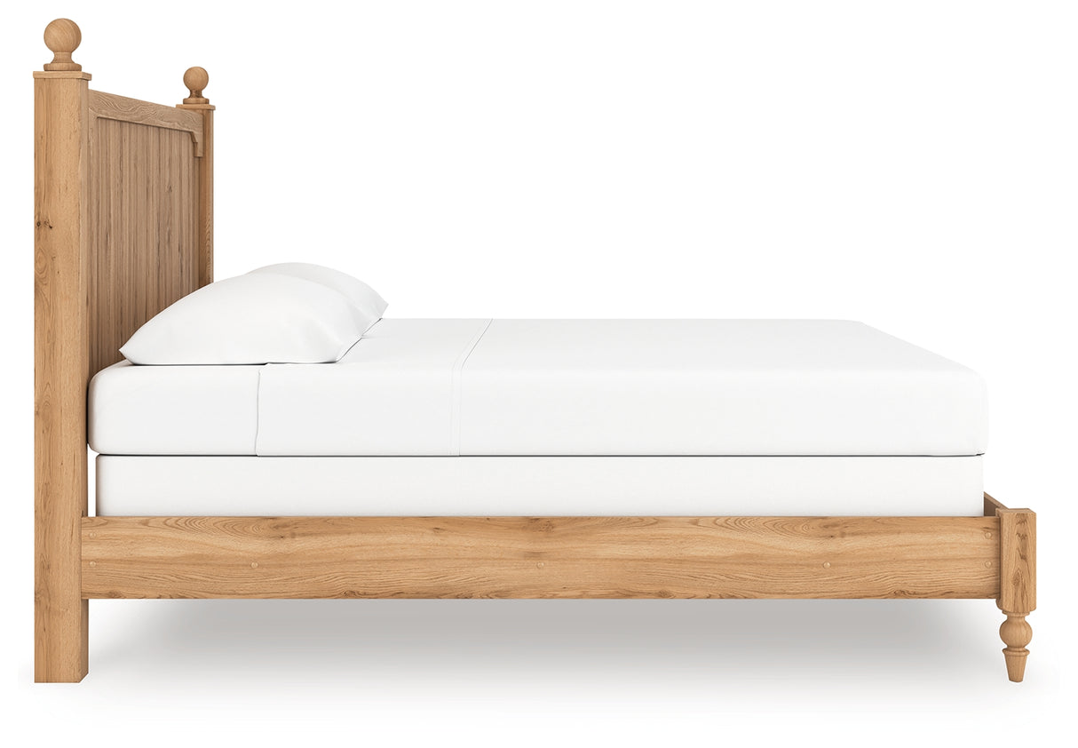 Aleaport Warm Brown King Panel Bed, Dresser, Mirror and Nightstand from Ashley - Luna Furniture