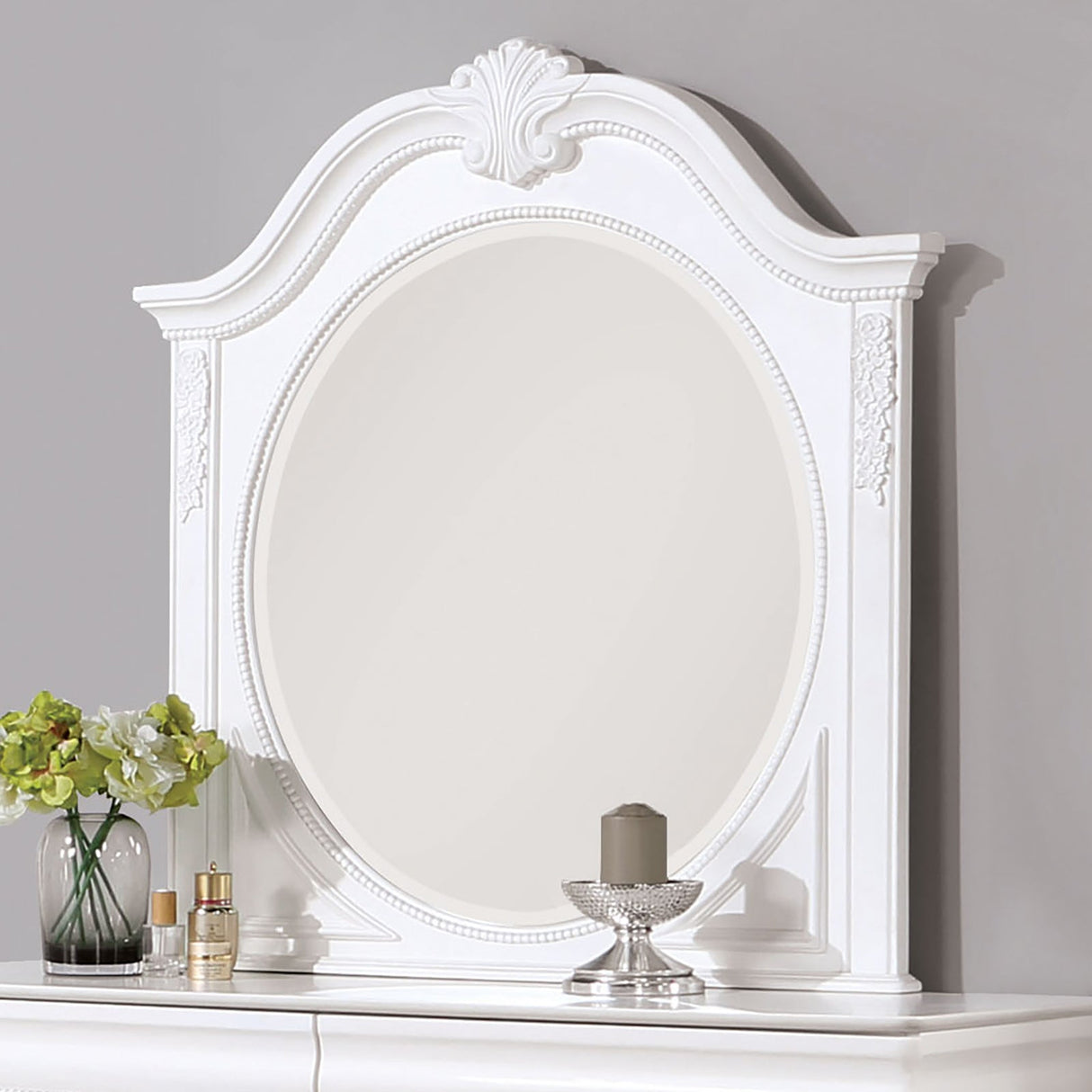 Alecia White Mirror (Mirror Only) from Furniture of America - Luna Furniture