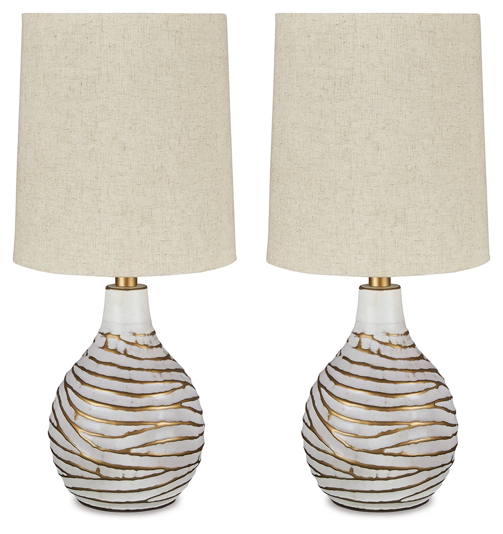 Aleela White/Gold Finish Table Lamp (Set of 2) from Ashley - Luna Furniture