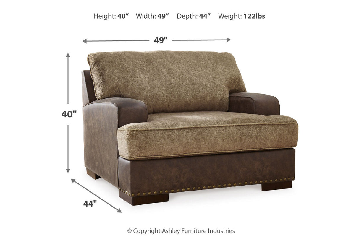 Alesbury Chocolate Sofa, Oversized Chair, Swivel Chair and Ottoman from Ashley - Luna Furniture