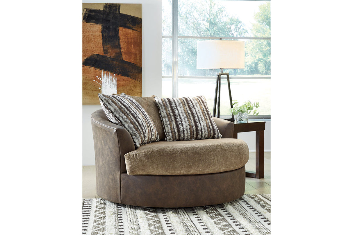 Alesbury Chocolate Sofa, Oversized Chair, Swivel Chair and Ottoman from Ashley - Luna Furniture