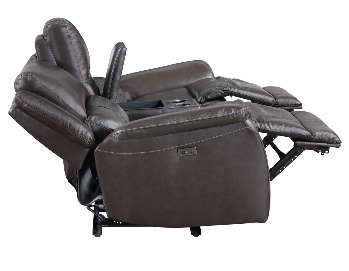 Alexandria Chocolate 3-Piece Top-Grain Leather Power Reclining Living Room Set from Steve Silver - Luna Furniture